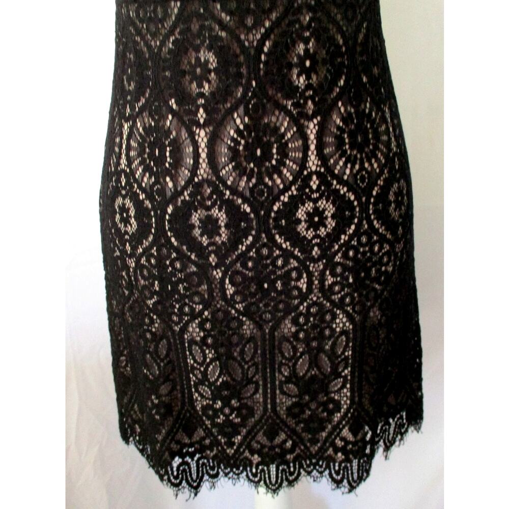 Loft Women's Petite Black Lace Sleeveless Lined Zip Back Dress Size 4P - Picture 3 of 9